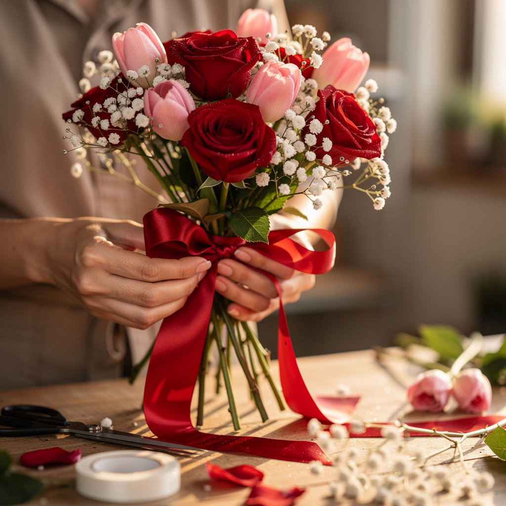 Andrei's Flower Shop Valentine's Day bouquets with red roses and romantic arrangements for Caloocan customers