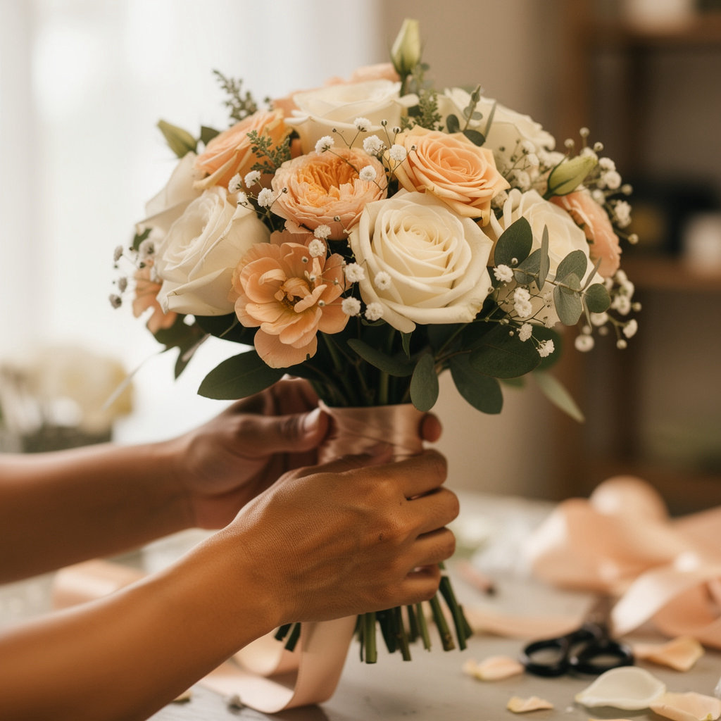 Andrei's Flower Shop elegant wedding bouquet arrangement for Caloocan ceremonies